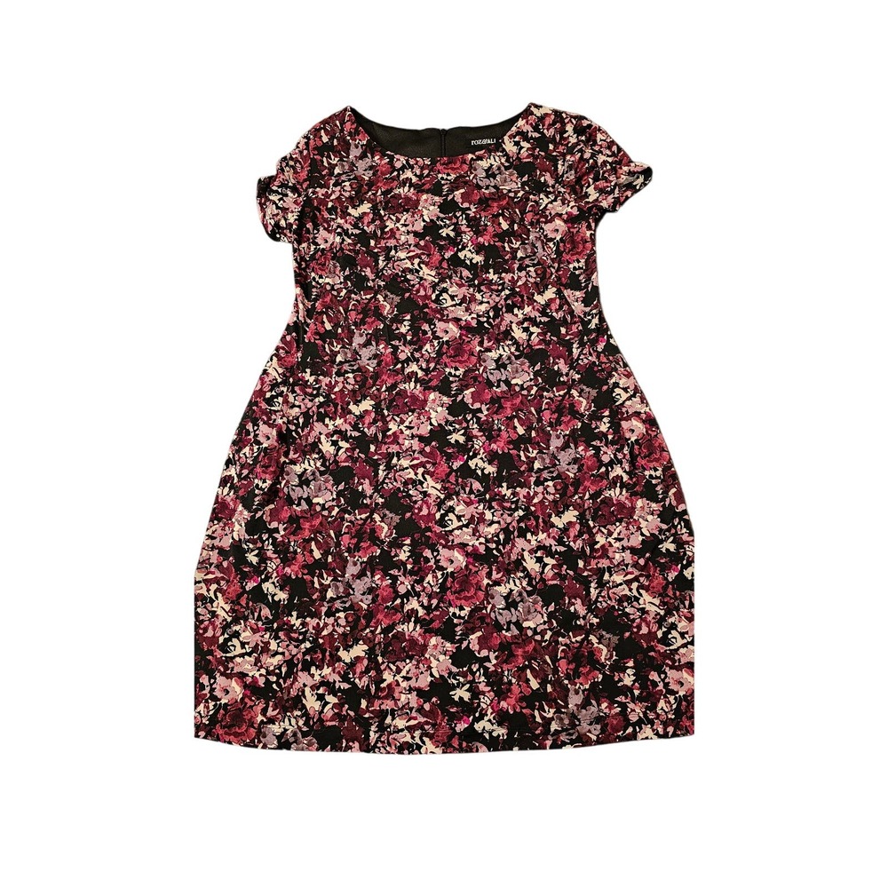 Roz & Ali purple and maroon short sleeve‎ floral dress size 2